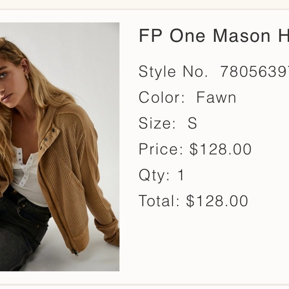 Free People One Mason Tan Waffle Hoodie - Picture 6 of 6